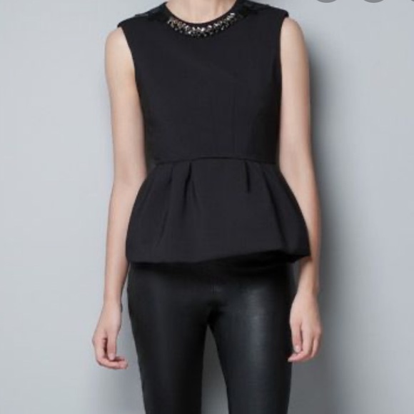 Tops - Zara embellished peplum top